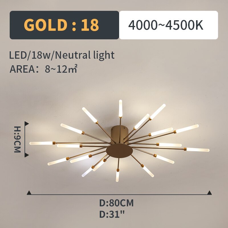 Flush Mount Ceiling Light Fireworks, Black and Gold – view 21
