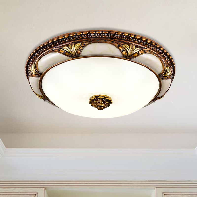 Floral Retro Antique Brass Flush Mount Ceiling Light – view 4