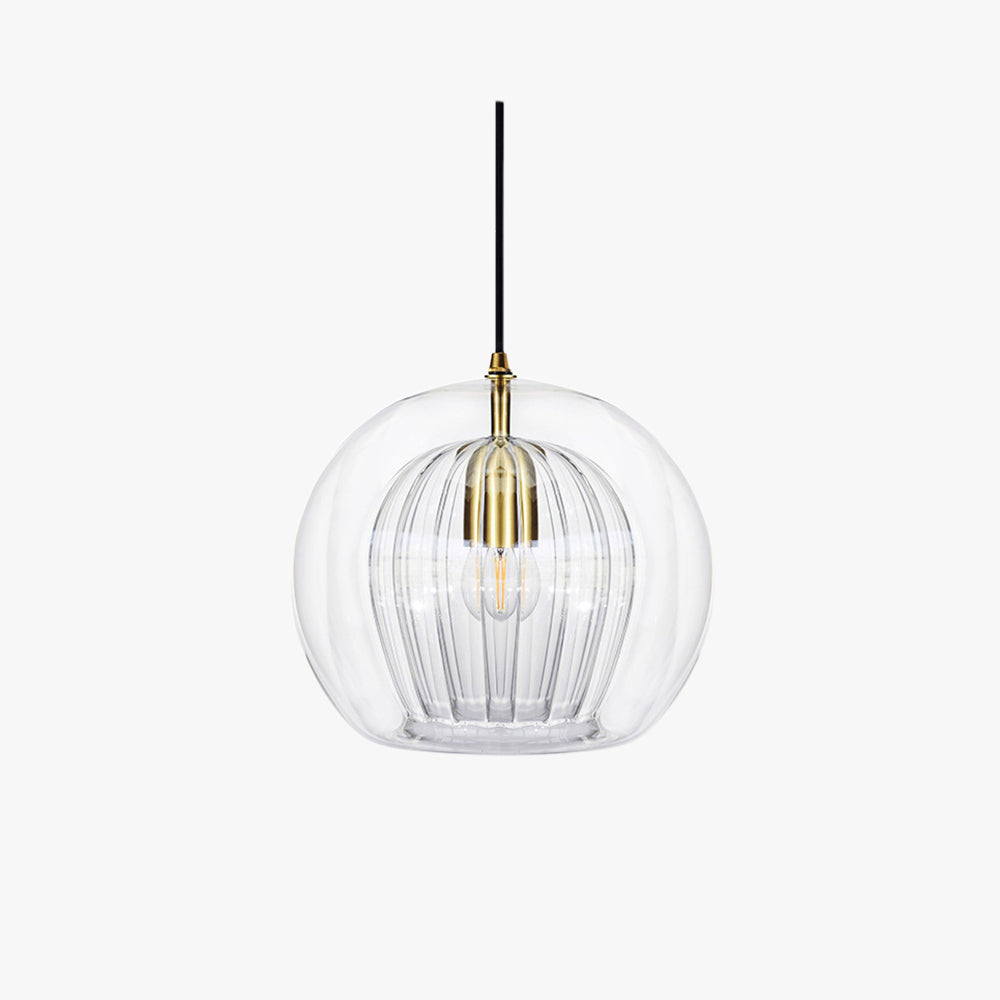 Glass Globe Pendant Light Clear and Amber