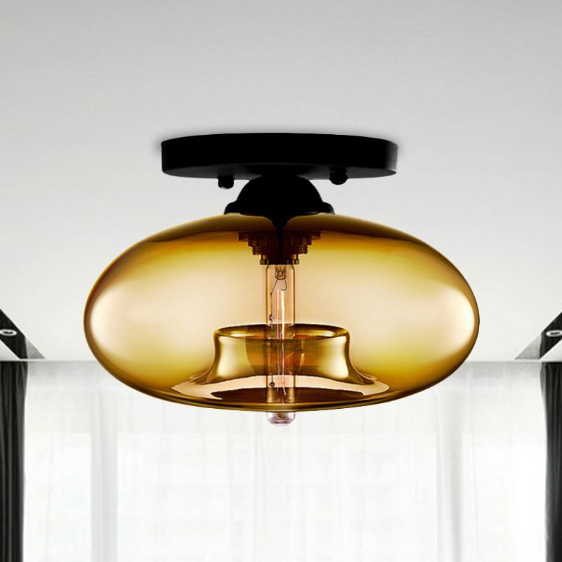 Industrial Art Deco Globe Flush Mount Ceiling Light – view 2