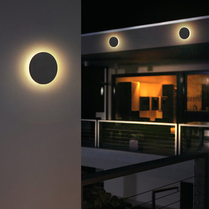 Minimalist Round and Square Outdoor Wall Light LED, Black and White – view 7