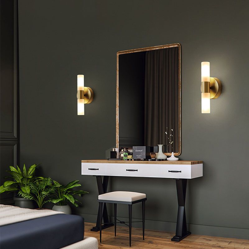 Cylindrical Metal LED Wall Light, Gold