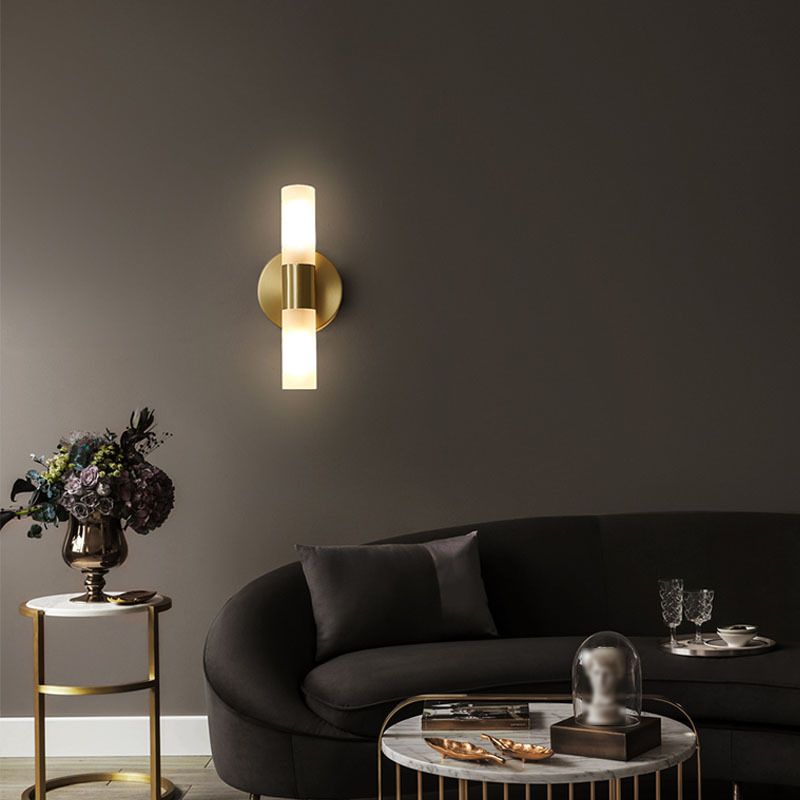 Cylindrical Metal LED Wall Light, Gold – view 3