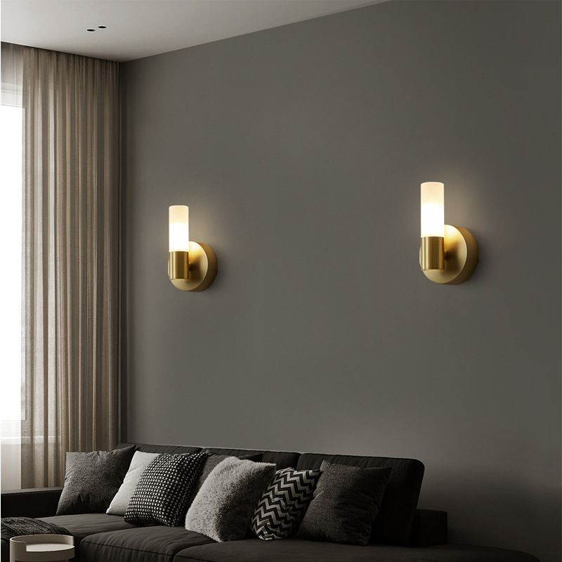 Cylindrical Metal LED Wall Light, Gold – view 8
