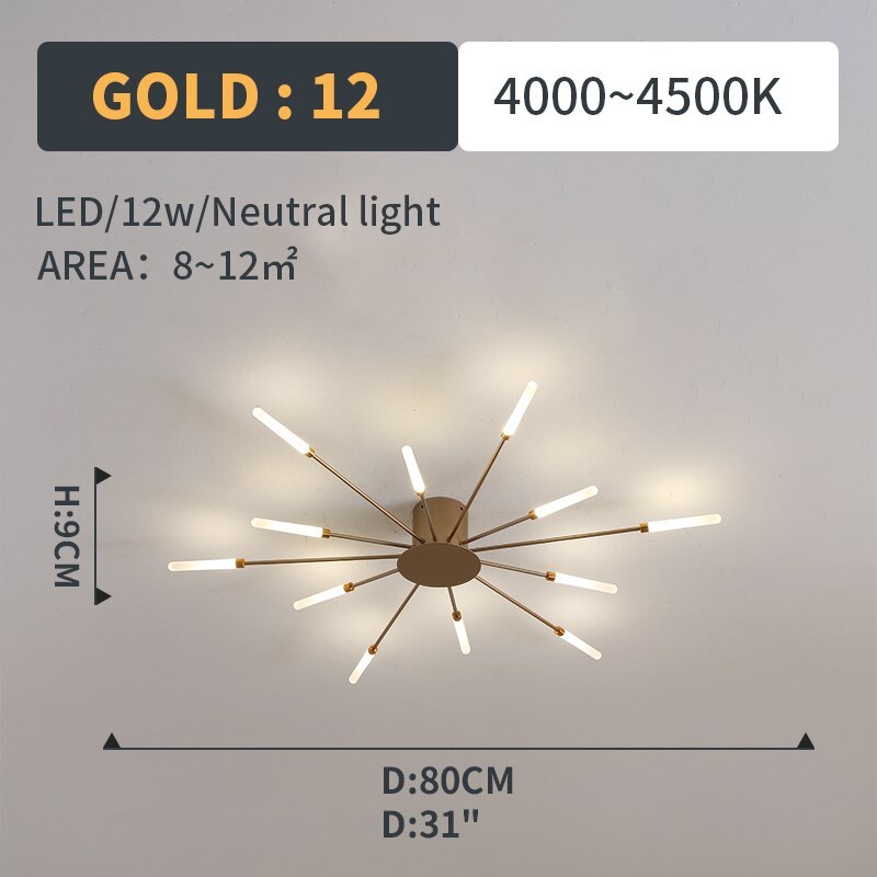 Flush Mount Ceiling Light Fireworks, Black and Gold – view 20