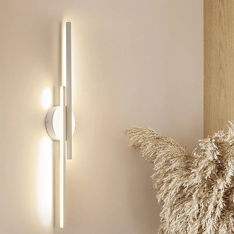 Disc and Linear Metal LED Wall Light, Black and White