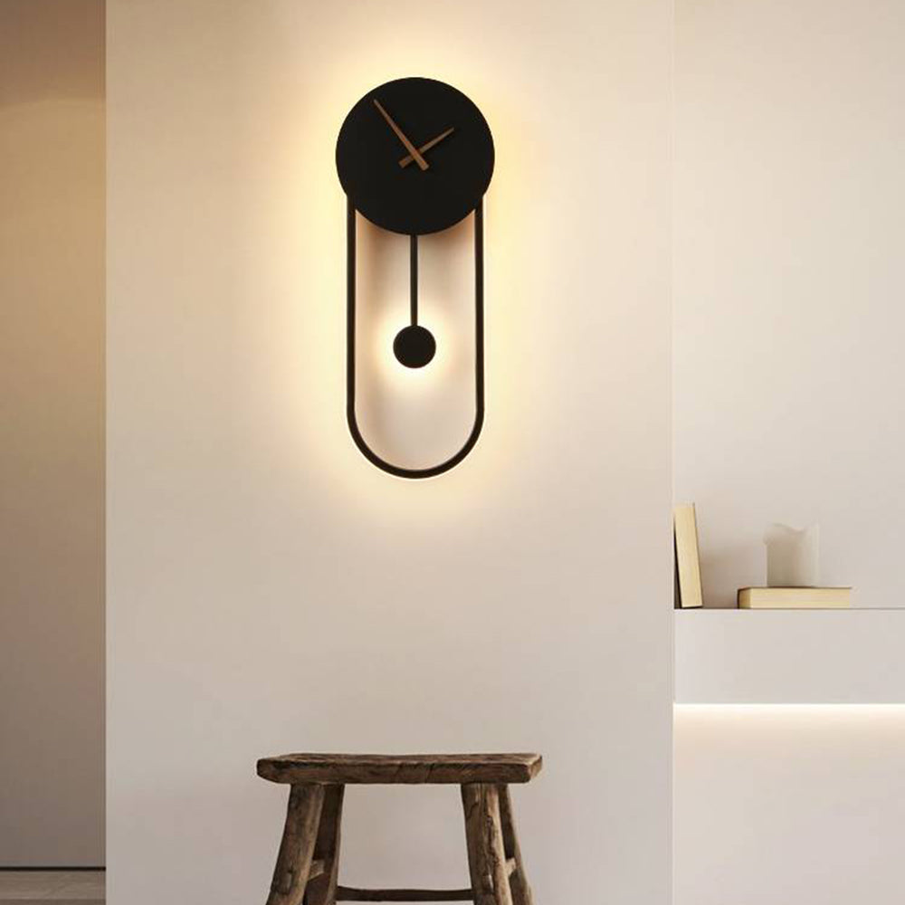 Clock Wall Light, Gold and Black