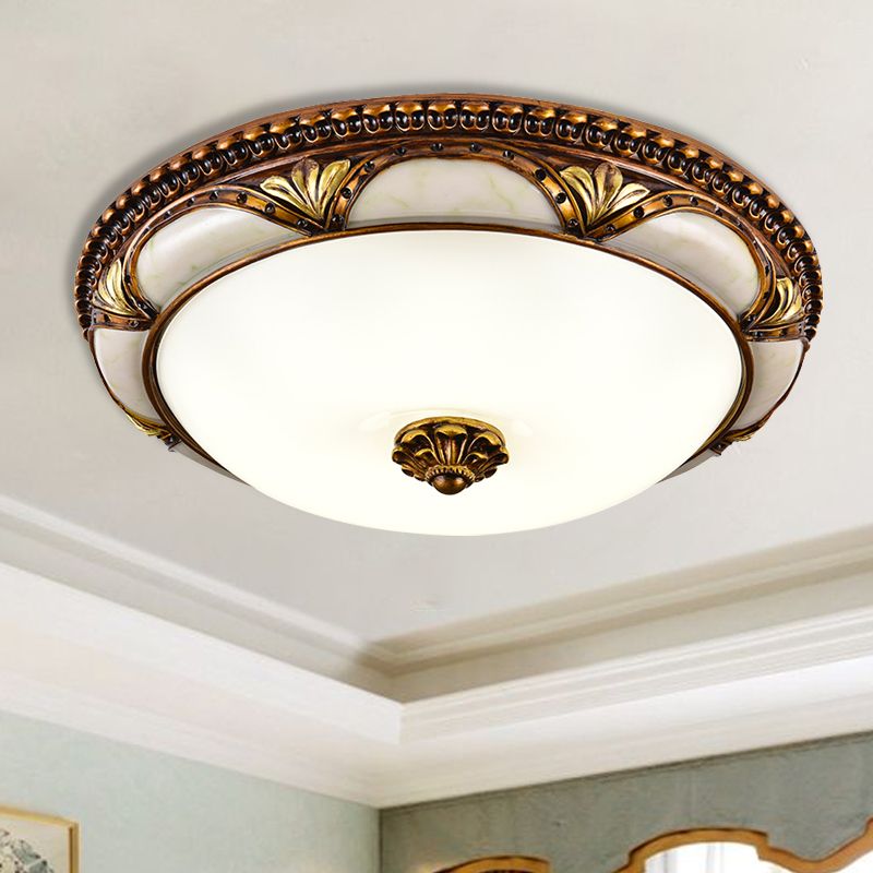 Floral Retro Antique Brass Flush Mount Ceiling Light – view 5