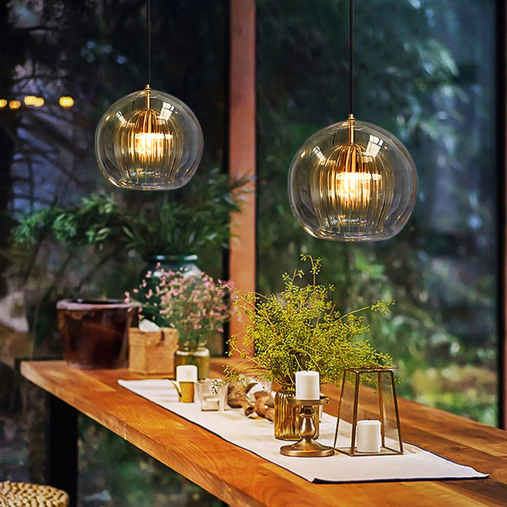 Glass Globe Pendant Light Clear and Amber