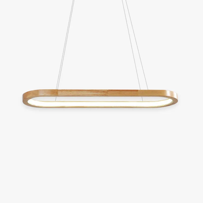 Contemporary Oval Wooden Pendant Light