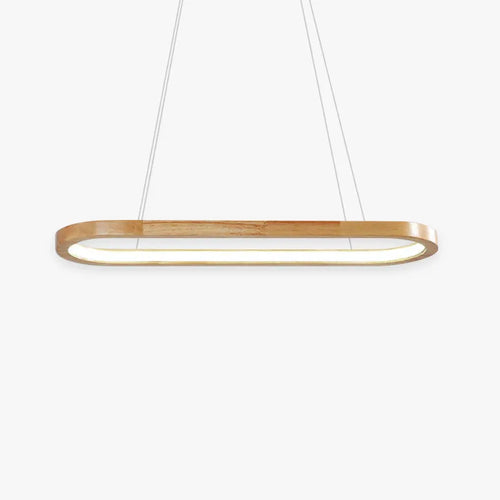 Contemporary Oval Wooden Pendant Light – view 1