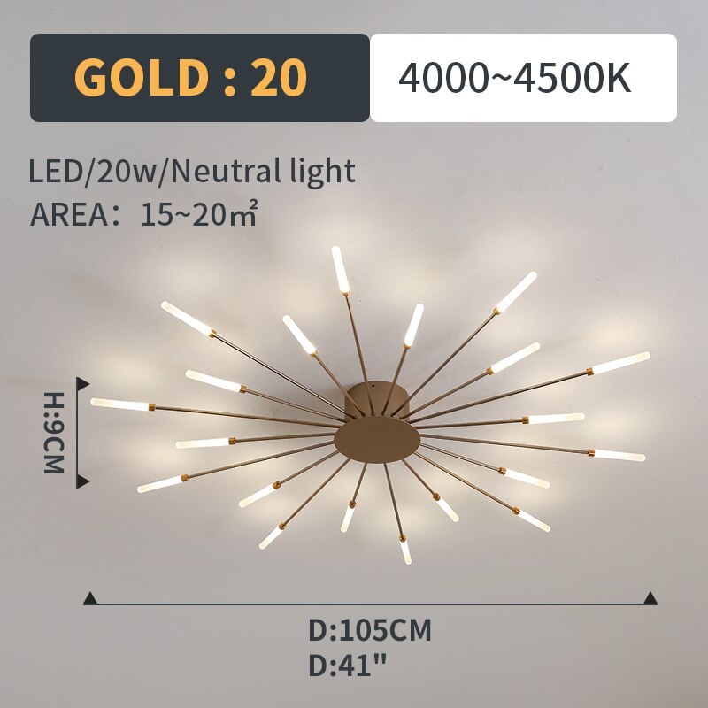 Flush Mount Ceiling Light Fireworks, Black and Gold – view 22