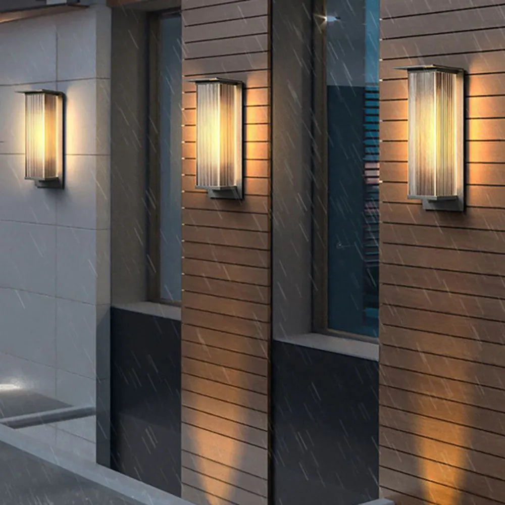 Rectangular Metal Outdoor Wall Light, Black – view 9