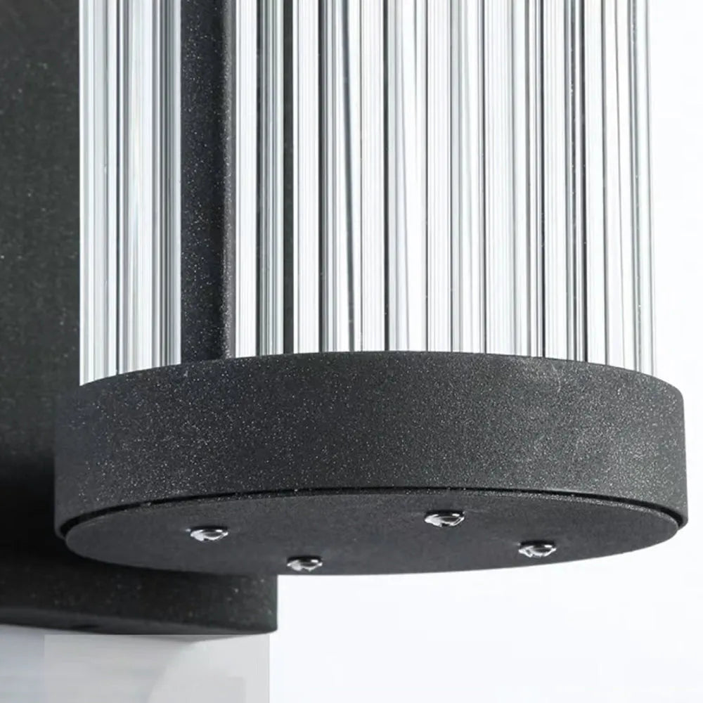 Semi-Cylindrical Metal and Glass Outdoor Wall Light, Black – view 9