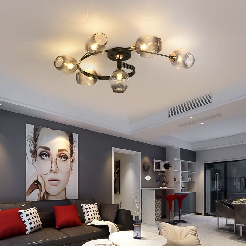 Black and Gold Glass Ceiling Light – view 2