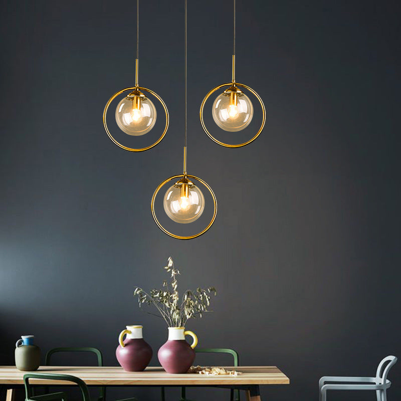 Glass Pendant Light with a Metal Ring – view 2