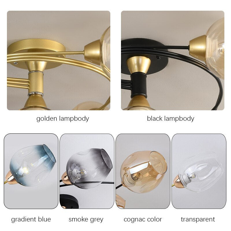 Black and Gold Glass Ceiling Light – view 8