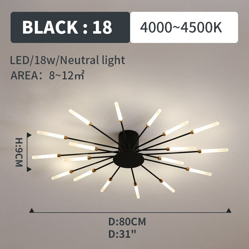 Flush Mount Ceiling Light Fireworks, Black and Gold – view 15