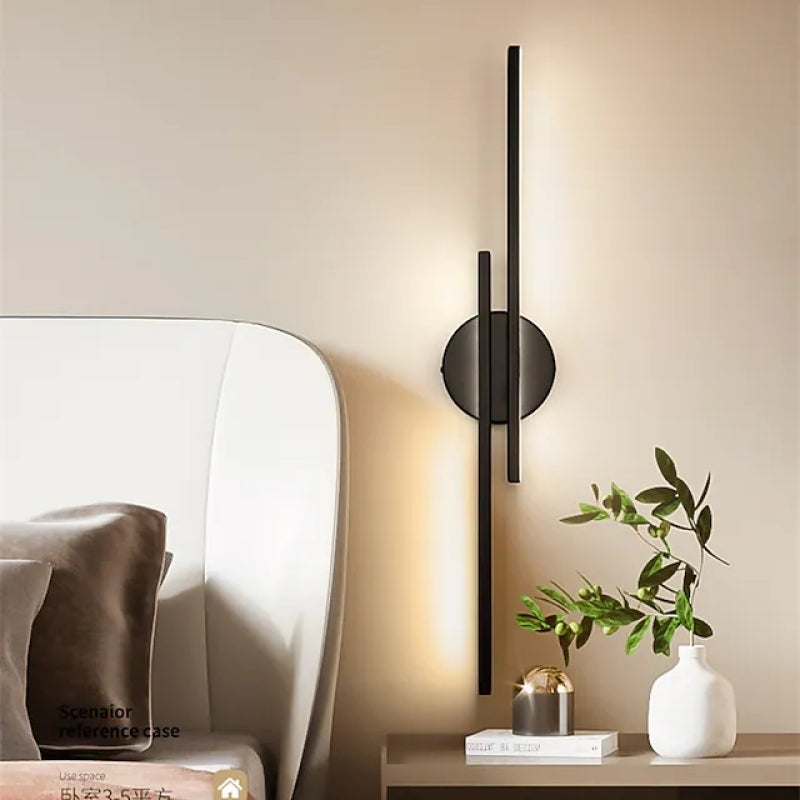 Disc and Linear Metal LED Wall Light, Black and White – view 3