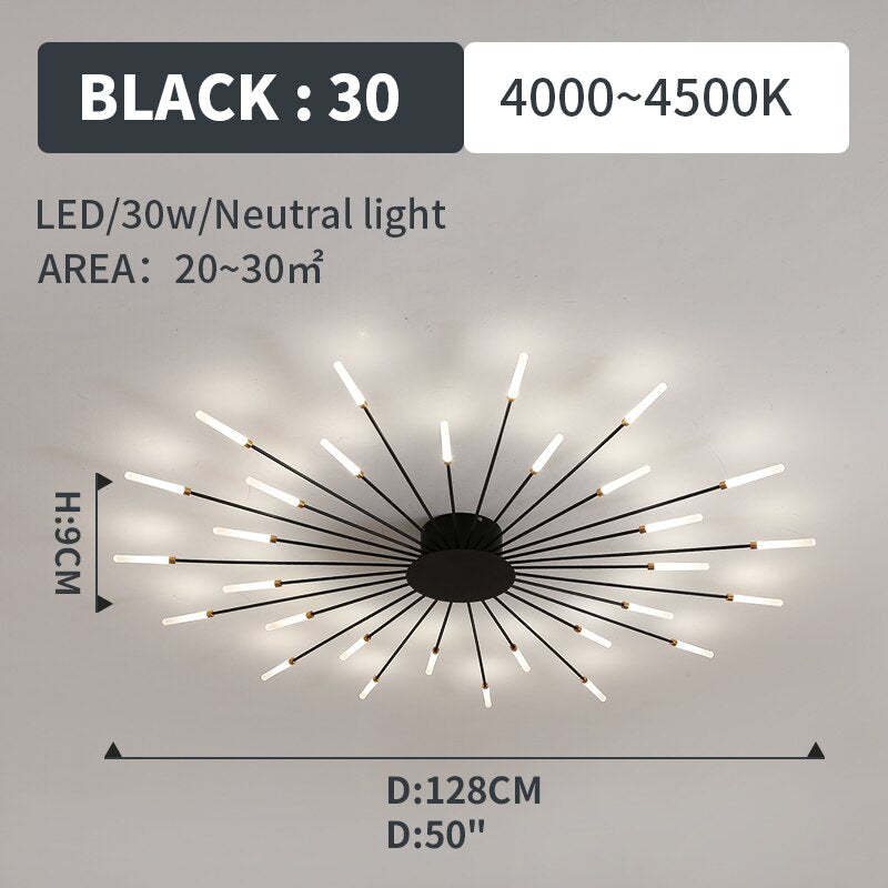 Flush Mount Ceiling Light Fireworks, Black and Gold – view 18