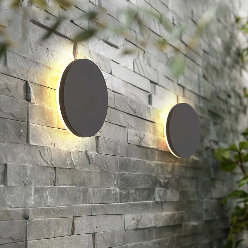 Minimalist Round and Square Outdoor Wall Light LED, Black and White