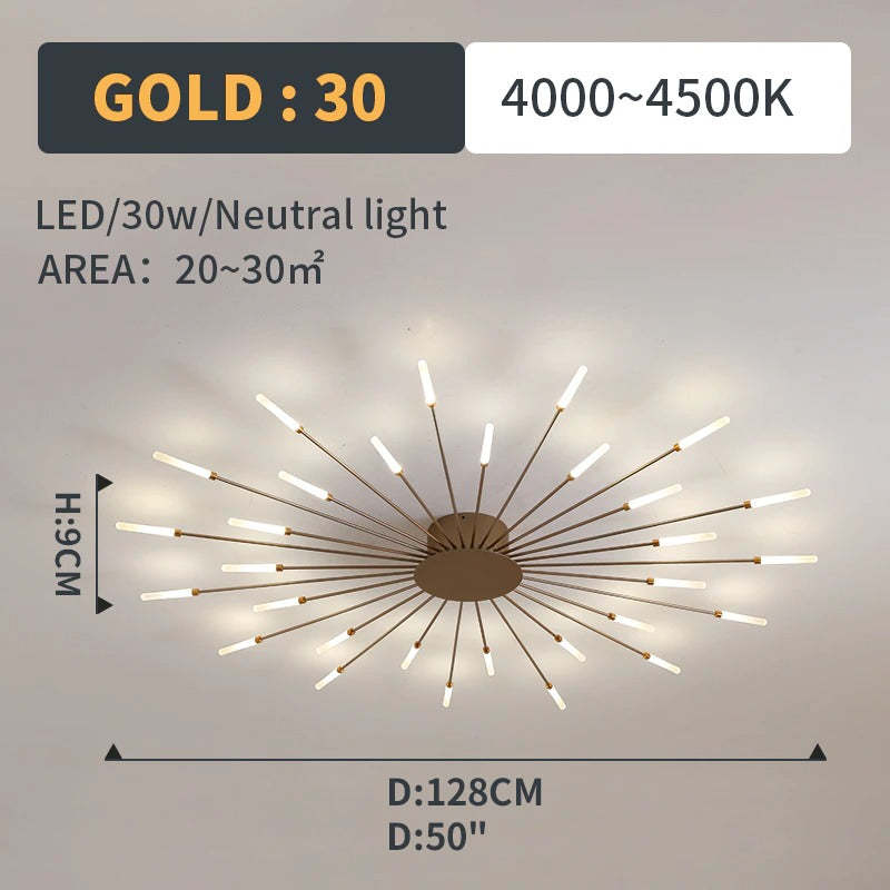 Flush Mount Ceiling Light Fireworks, Black and Gold – view 24