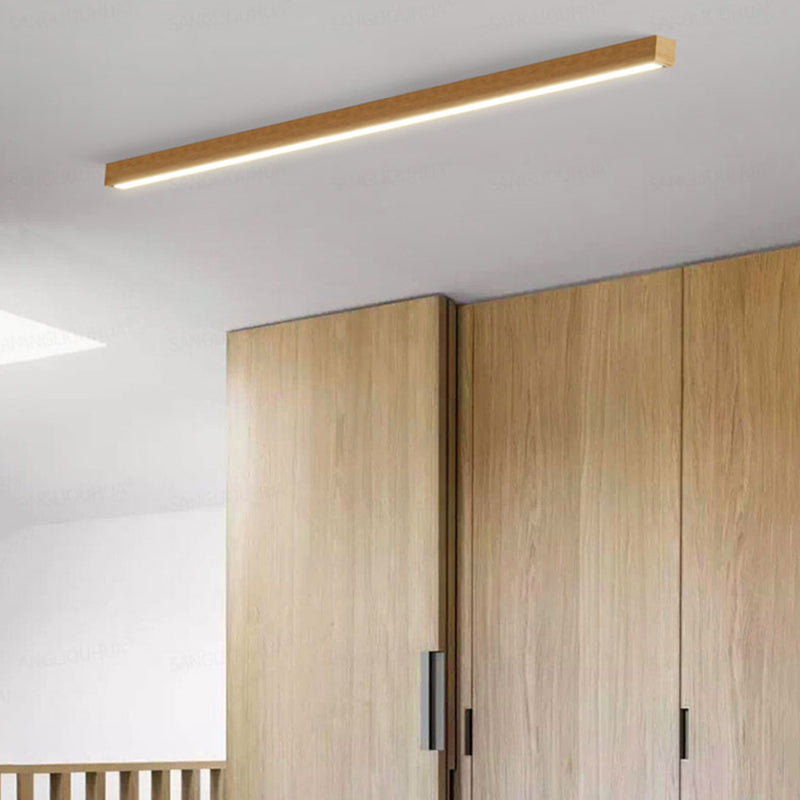 Linear Slim Ceiling Light, Wood