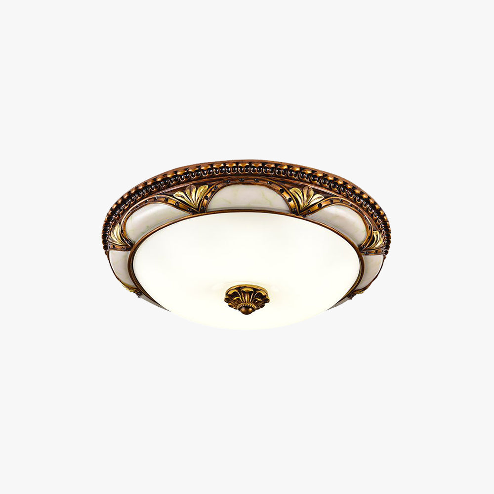 Floral Retro Antique Brass Flush Mount Ceiling Light – view 1