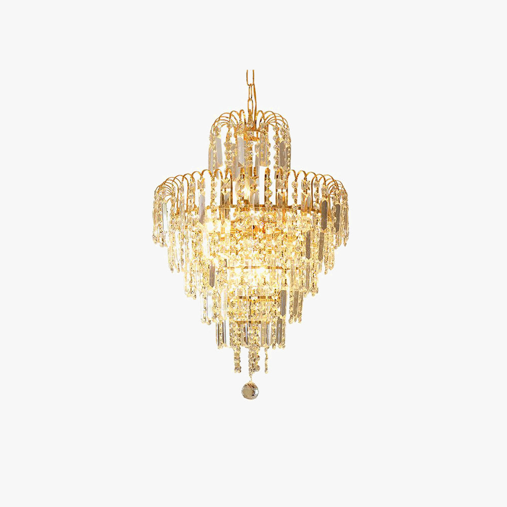 5 Layers Tassel Crystal Gold Chandelier