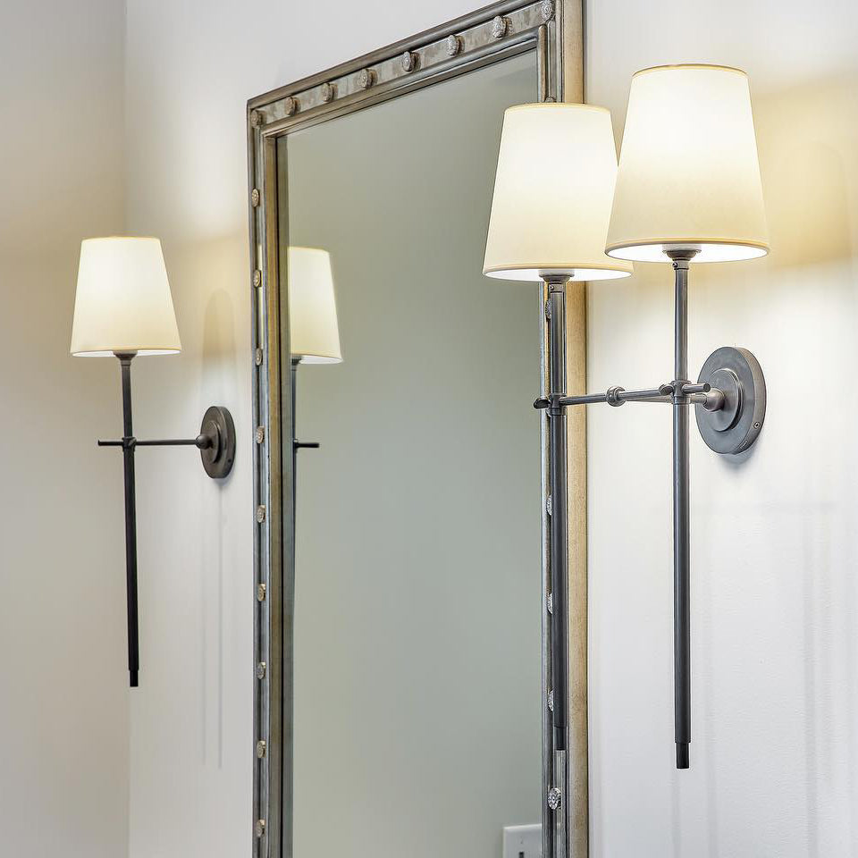 Brass and Fabric Wall Light – view 3