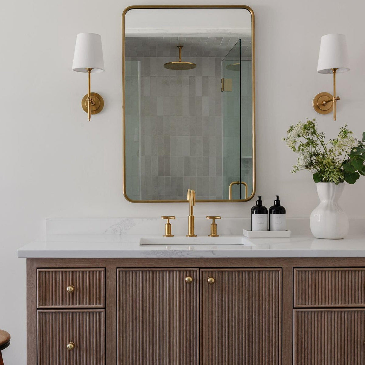 Brass and Fabric Wall Light – view 16