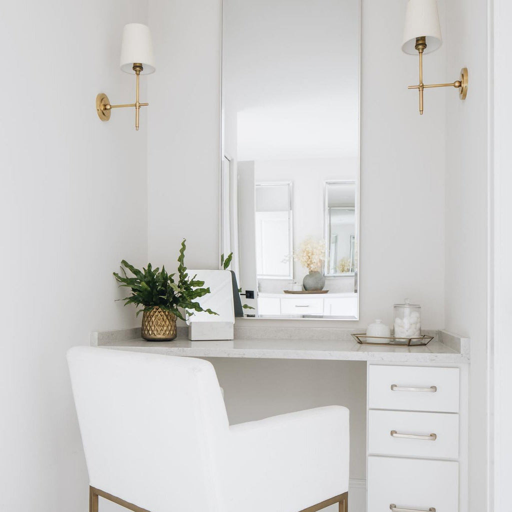 Brass and Fabric Wall Light – view 19