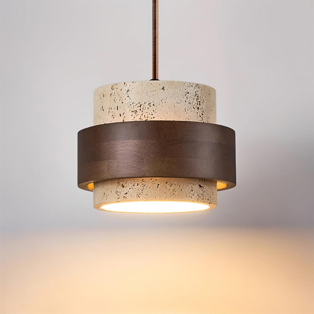 Travertine and Wood Pendant Light – view 18