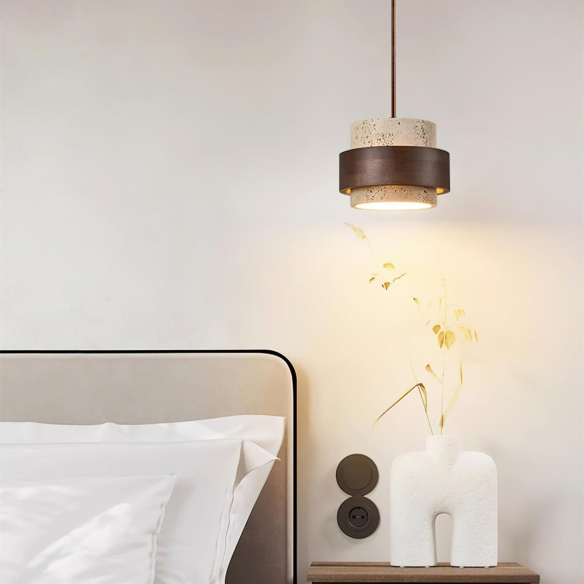 Travertine and Wood Pendant Light – view 19