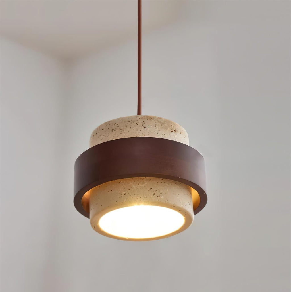 Travertine and Wood Pendant Light – view 4