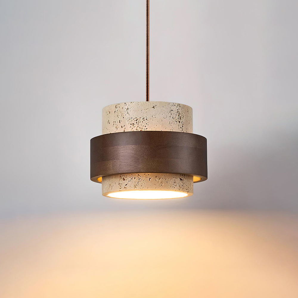 Travertine and Wood Pendant Light – view 32