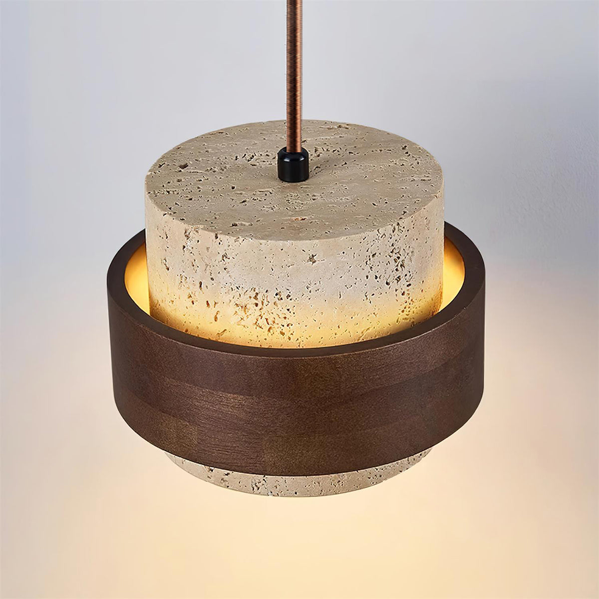 Travertine and Wood Pendant Light – view 12