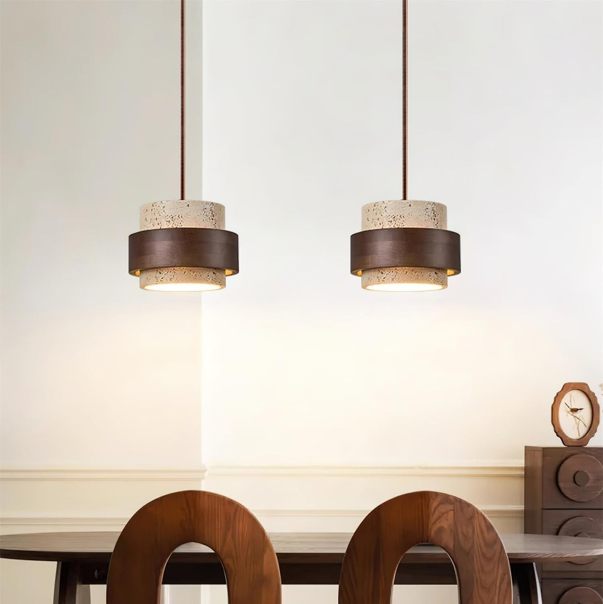 Travertine and Wood Pendant Light – view 15