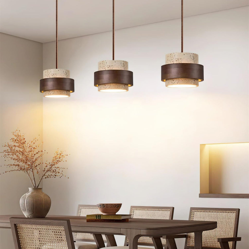 Travertine and Wood Pendant Light – view 16