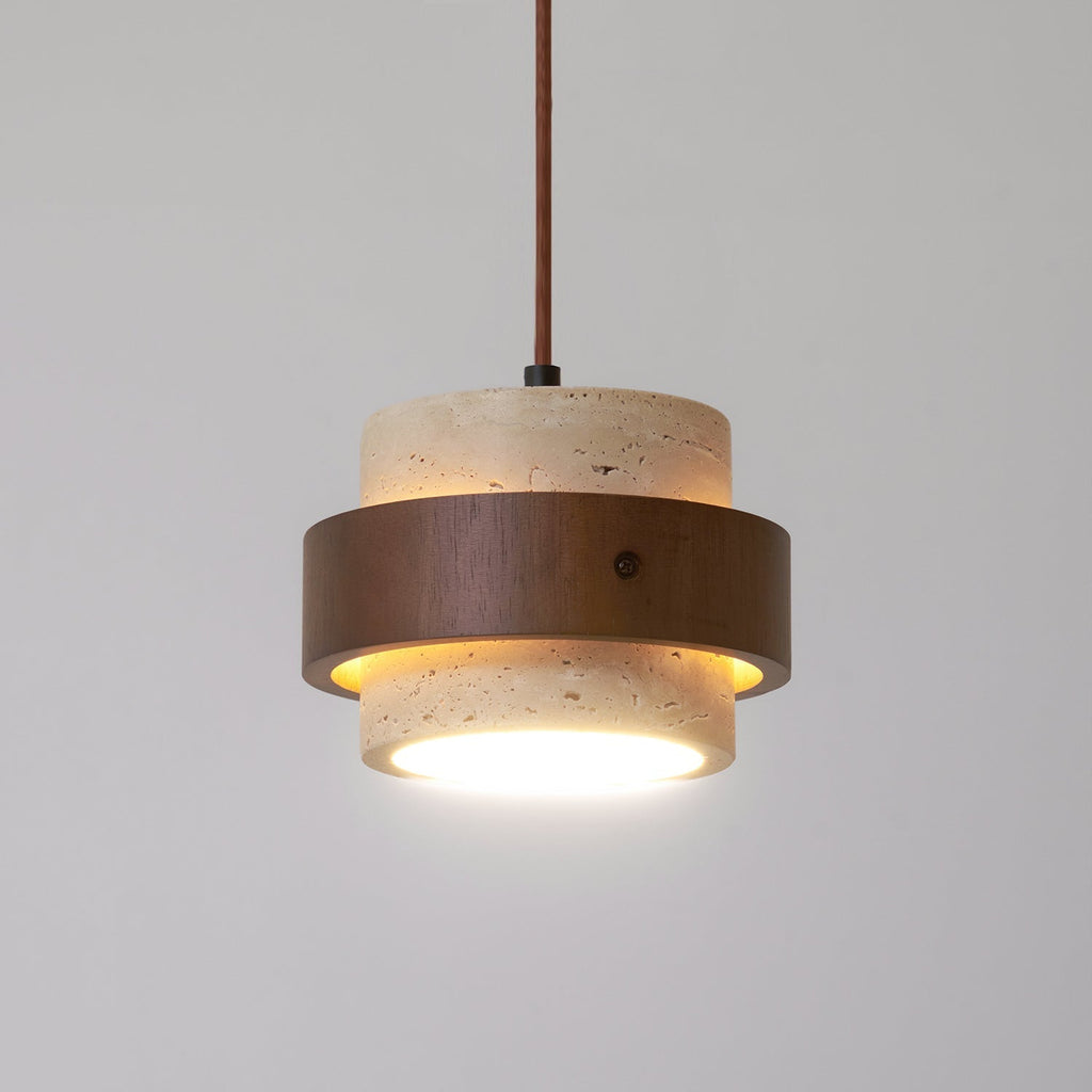 Travertine and Wood Pendant Light – view 31