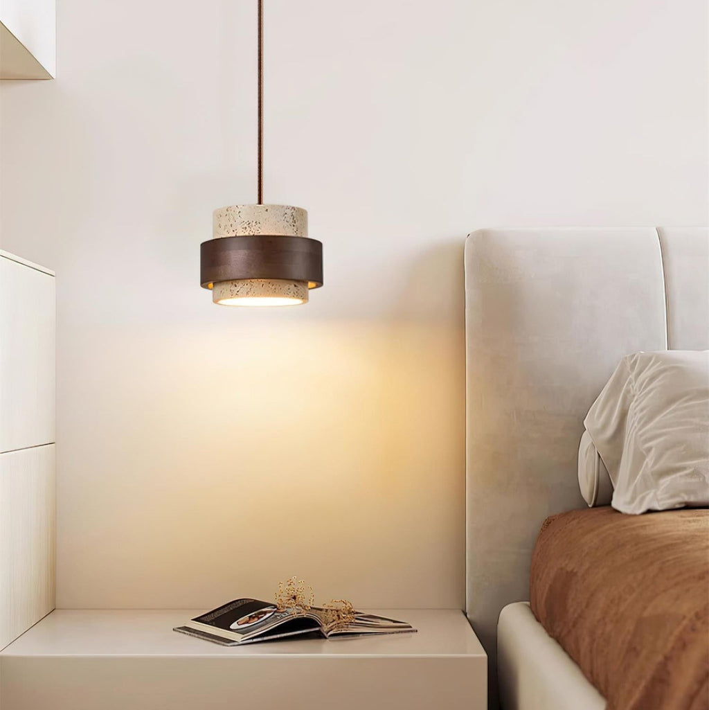 Travertine and Wood Pendant Light – view 11