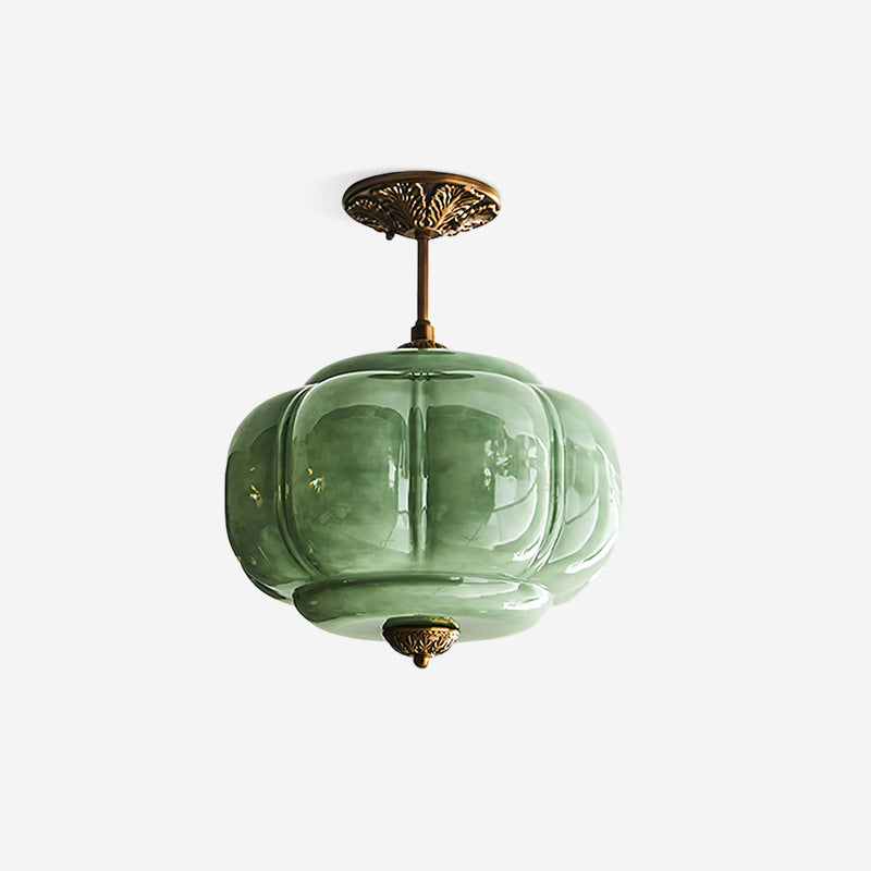 Green Glass Semi Flush Mount Light
