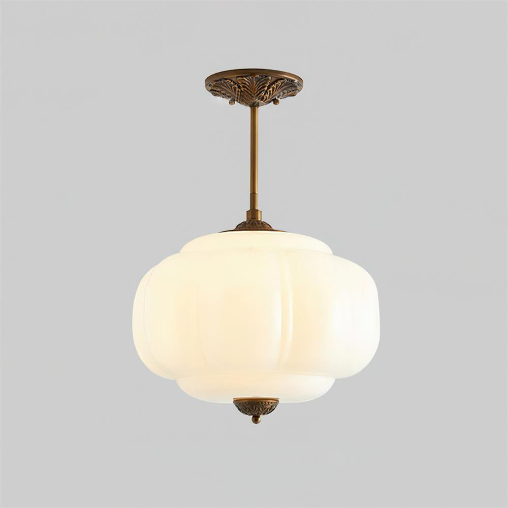 Green Glass Semi Flush Mount Light