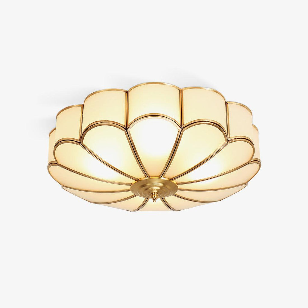 Floral Frosted Glass and Brass Ceiling Light – view 1