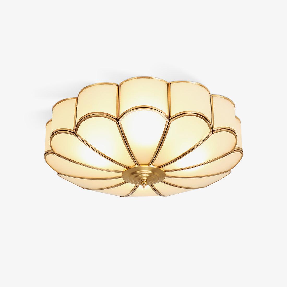 Floral Frosted Glass and Brass Ceiling Light