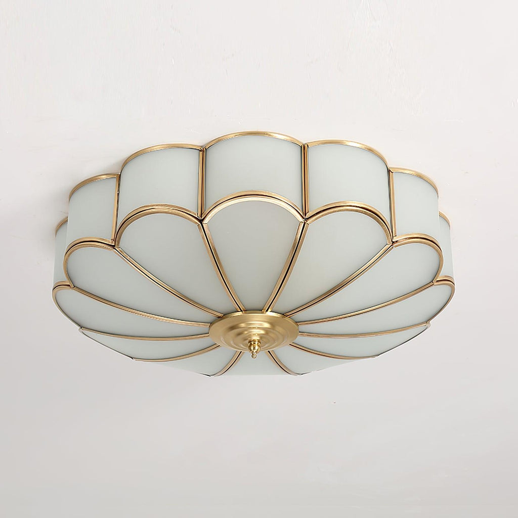 Floral Frosted Glass and Brass Ceiling Light – view 2