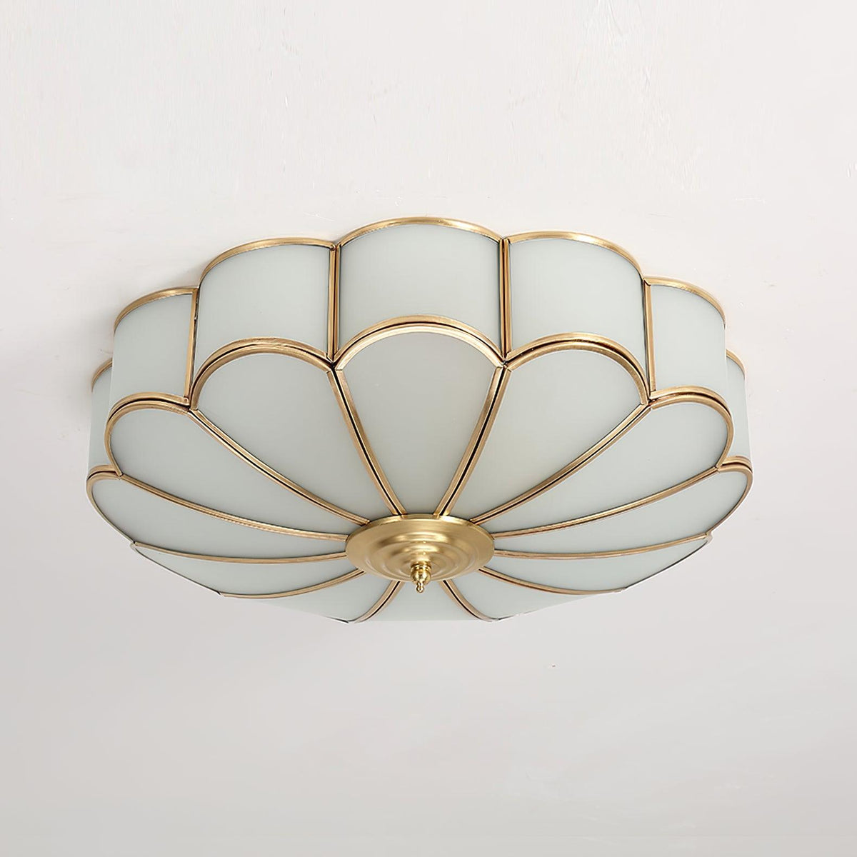 Floral Frosted Glass and Brass Ceiling Light
