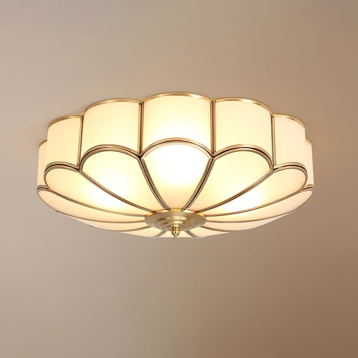 Floral Frosted Glass and Brass Ceiling Light – view 8