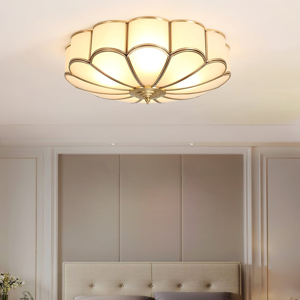 Floral Frosted Glass and Brass Ceiling Light – view 10
