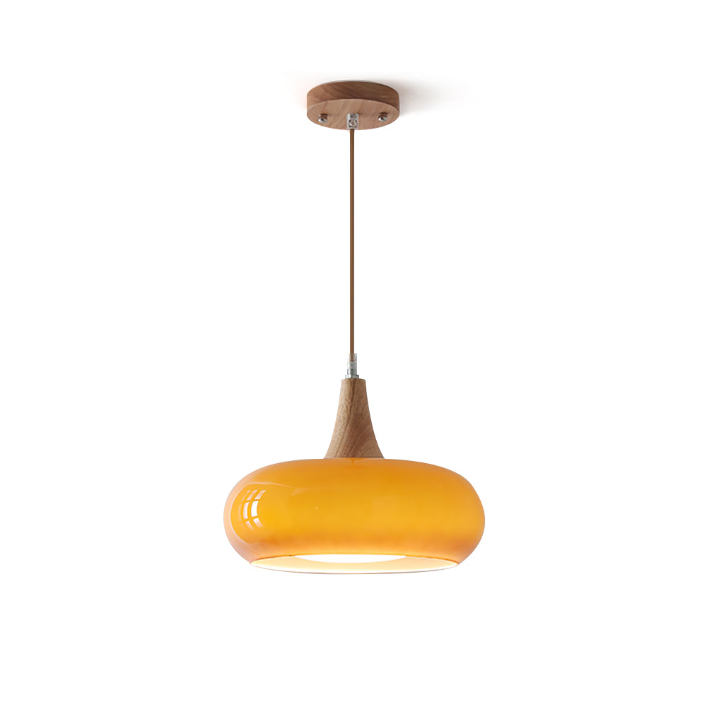 Wood and Glass Pendant Light